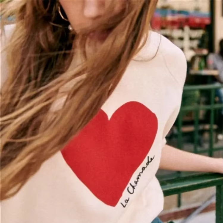 Sweat à Col Rond Motif Coeur