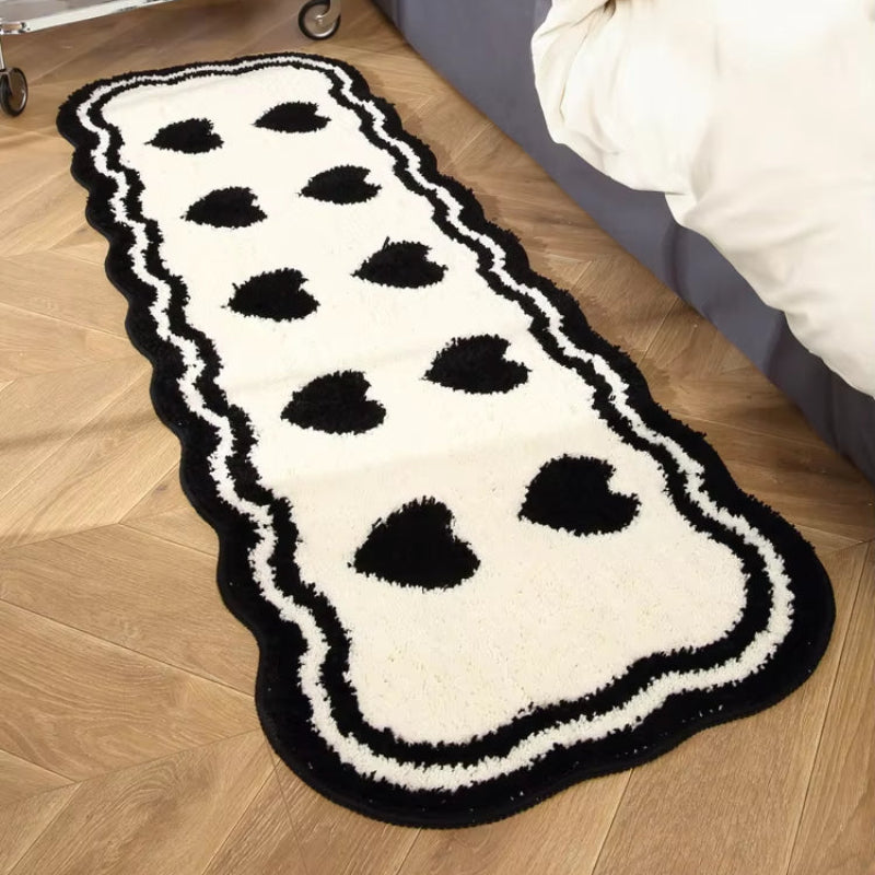 Tapis Descente de Lit Rectangulaire à Coeur posé au sol