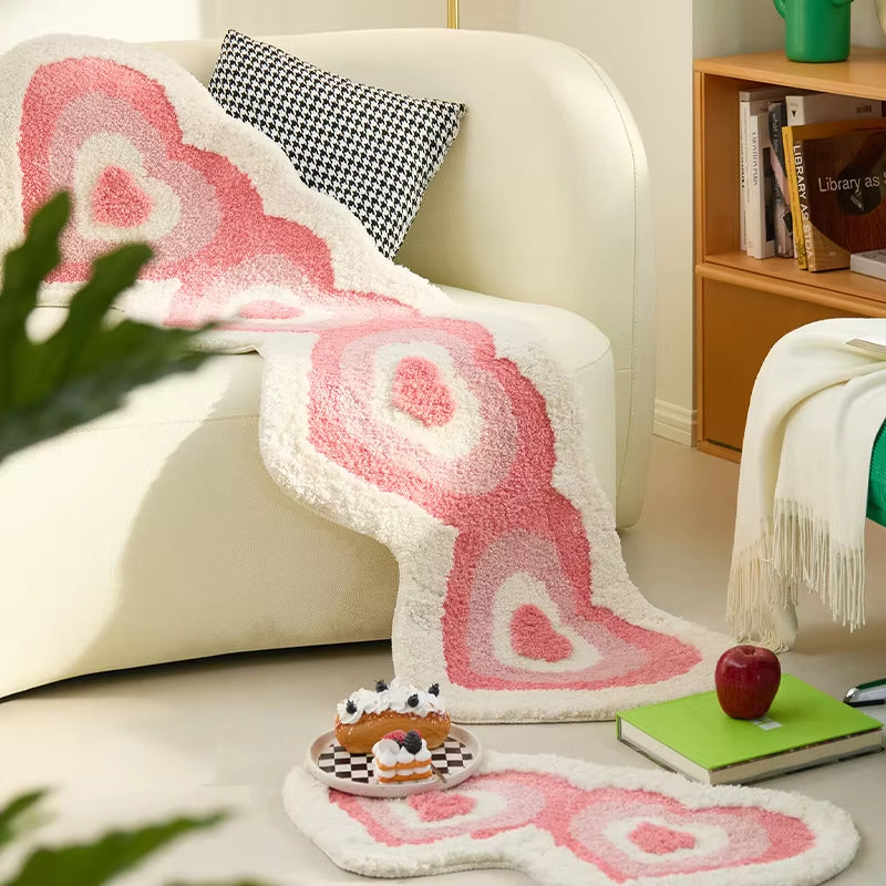 Tapis Rose Coeurs Moelleux