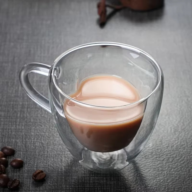 Tasse Double Paroi en Verre en Forme de Coeur