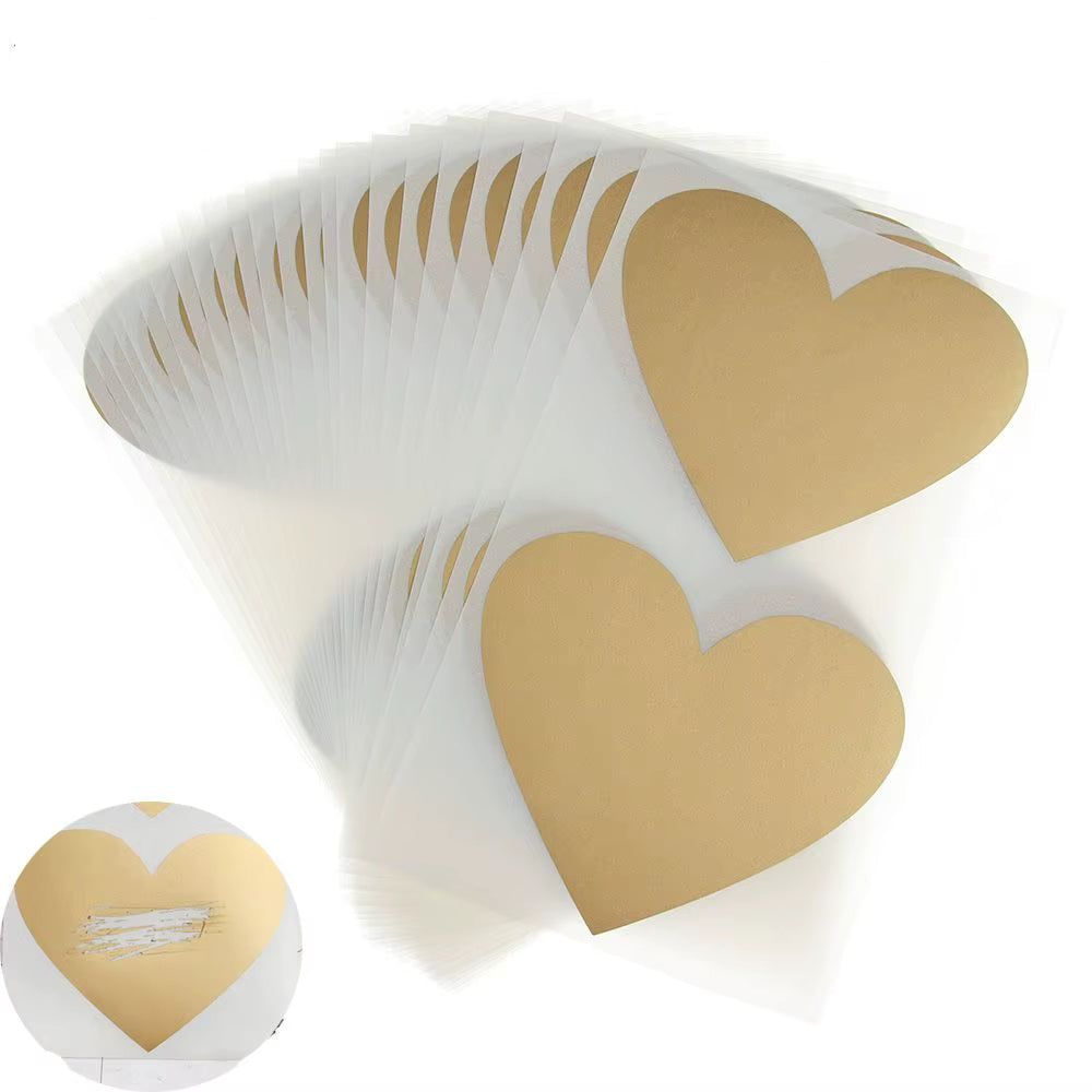 Autocollant Coeur pour Carte à Gratter sur fond blanc