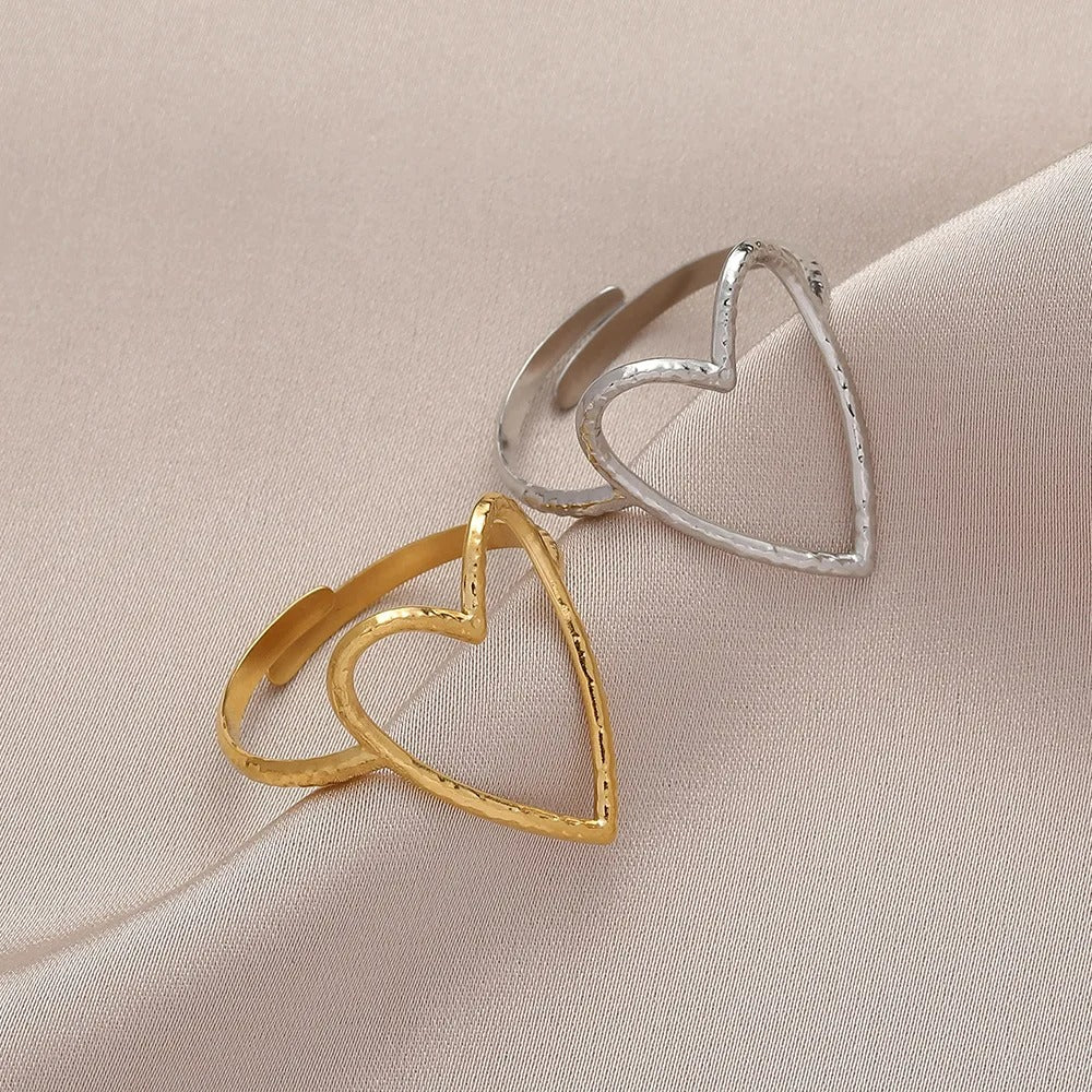 Bague Femme Minimaliste Grand Cœur Ajustable
