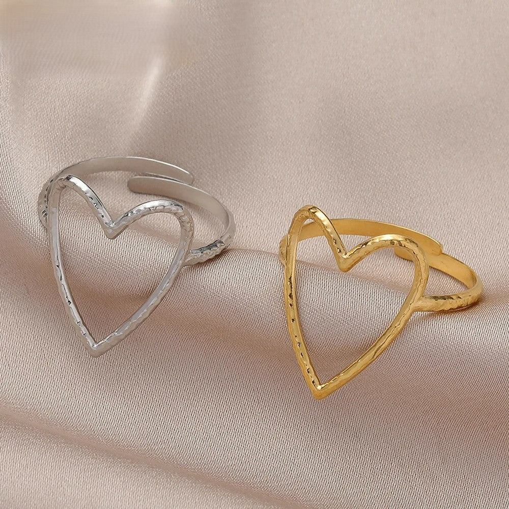 Bague Femme Minimaliste Grand Cœur Ajustable