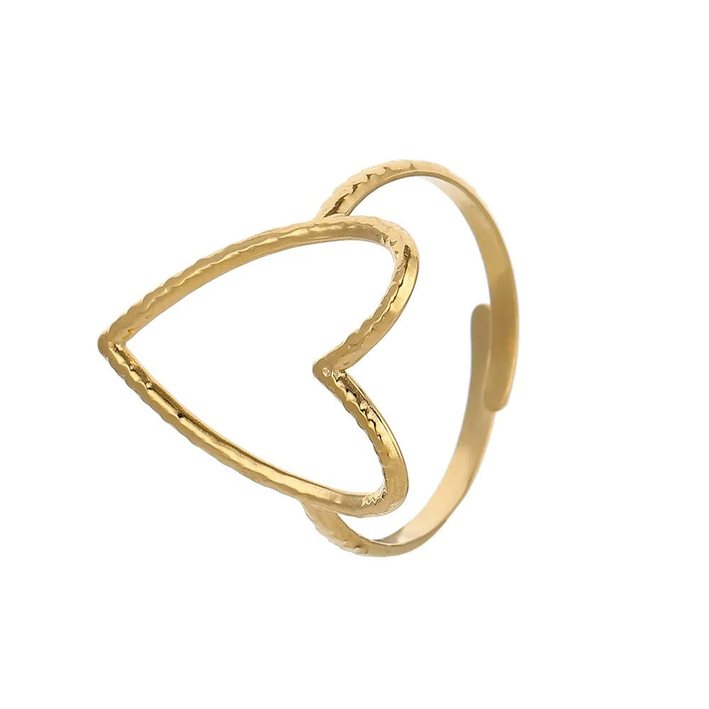 Bague Femme Minimaliste Grand Cœur Ajustable