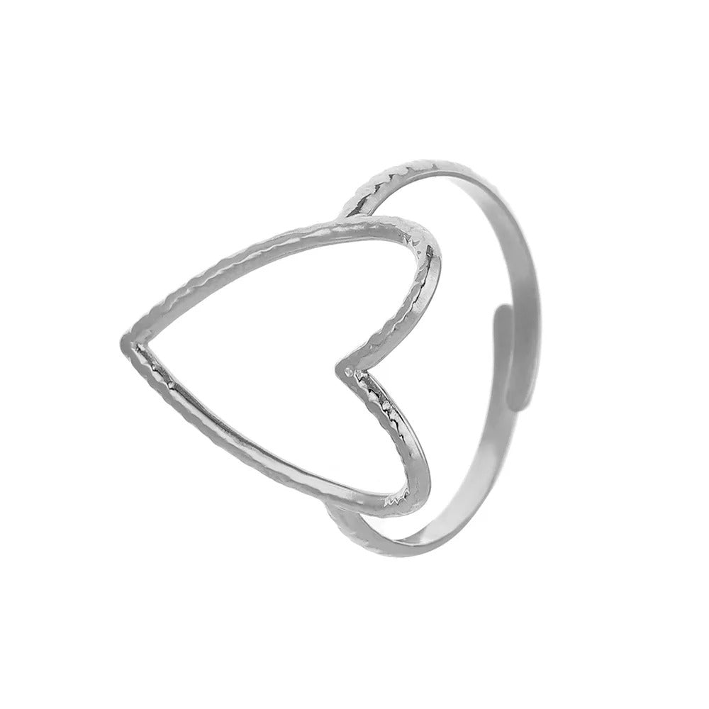Bague Femme Minimaliste Grand Cœur Ajustable