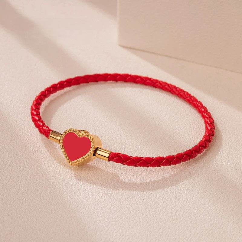 Bracelet Femme Tressé Fermoir Cœur