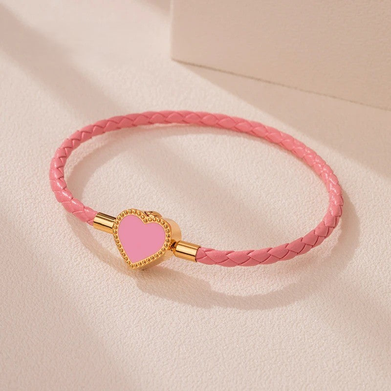 Bracelet Femme Tressé Fermoir Cœur