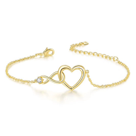 Bracelet Fin Coeur Infini Délicat sur fond blanc