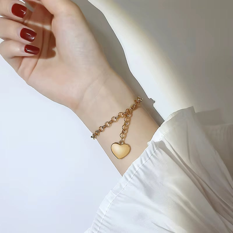 Bracelet en Maille Pendentif Coeur
