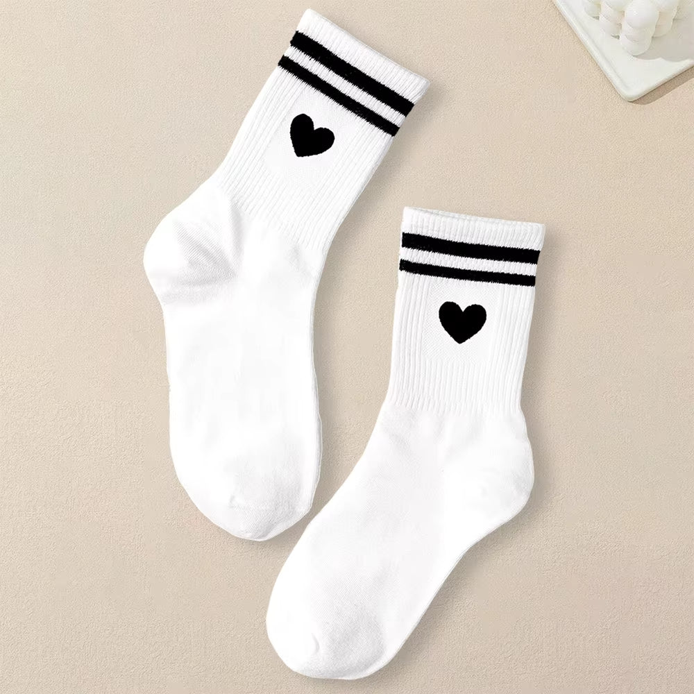 Chaussettes pour Femme Rayées avec Coeur
