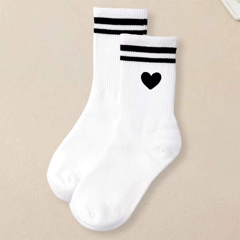 Chaussettes pour Femme Rayées avec Coeur