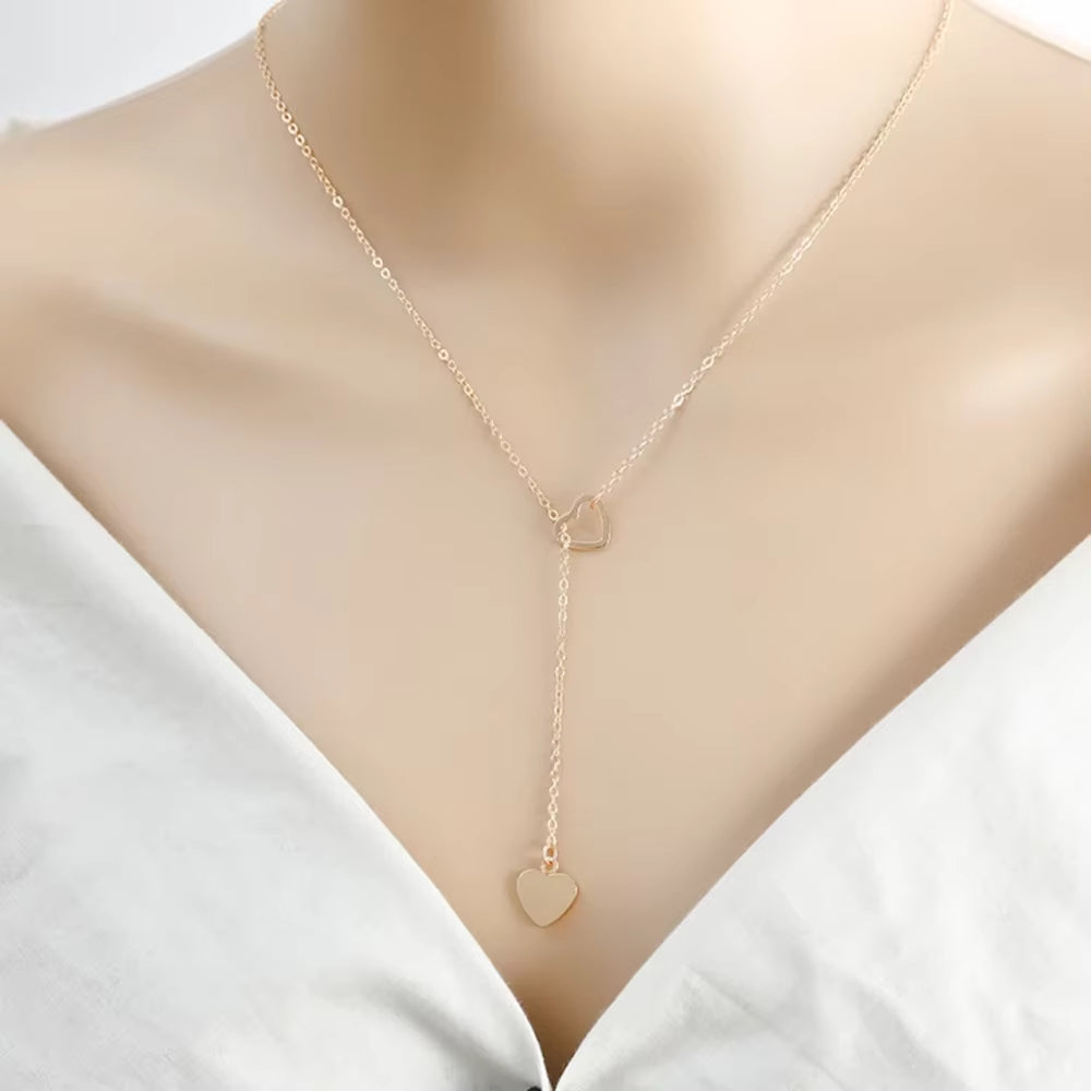Collier Fin Pendant à Coeur