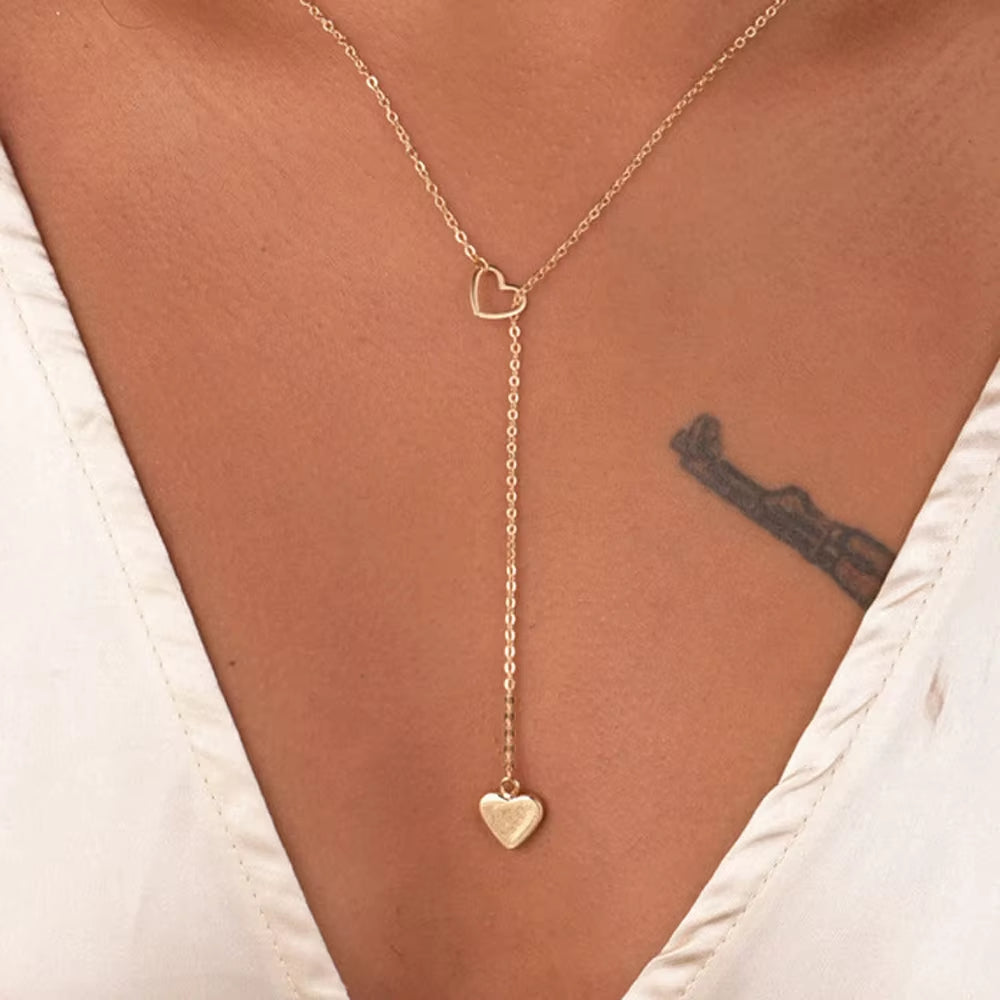 Collier Fin Pendant à Coeur