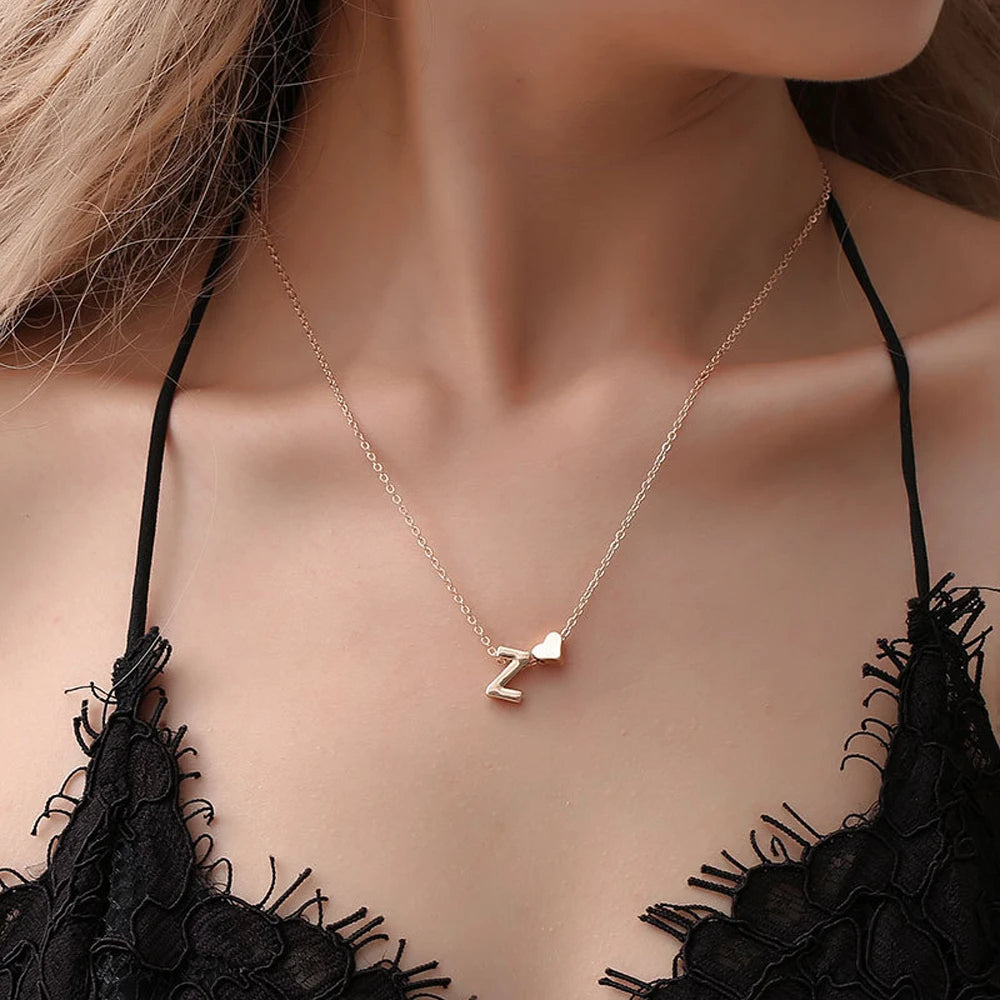 Collier Initiale Coeur Maille Fine