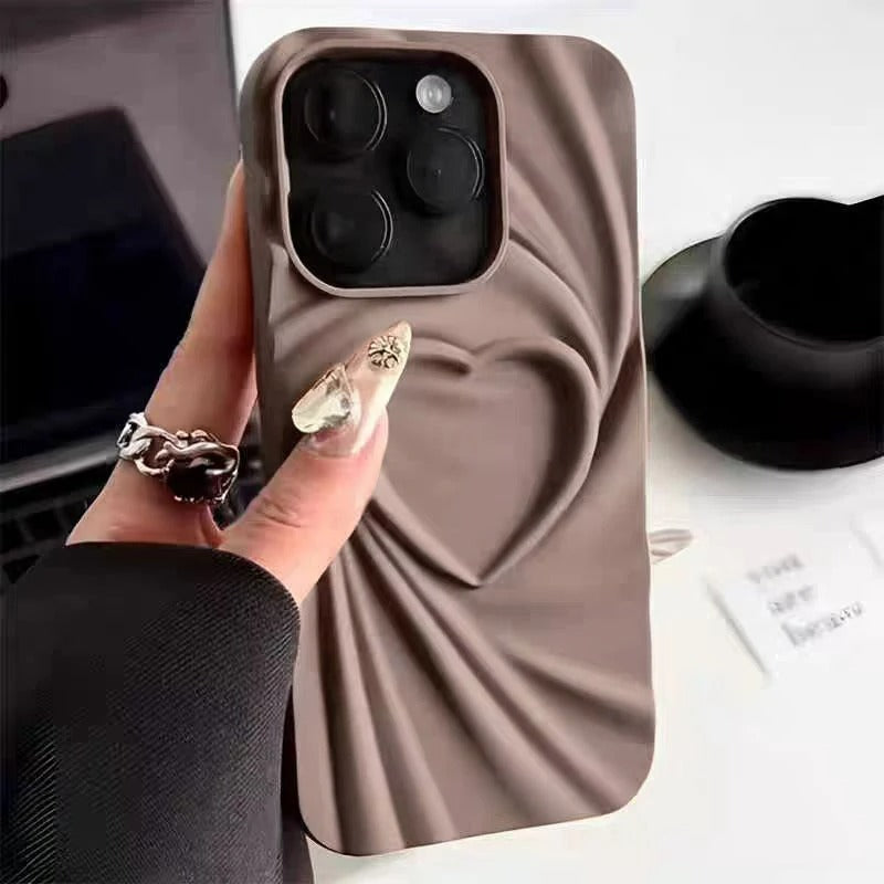 Coque de Telephone Cœur 3D Effet Tissu iPhone