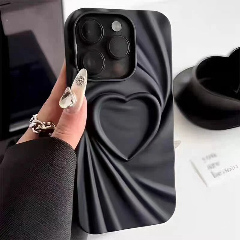 Coque de Telephone Cœur 3D Effet Tissu iPhone