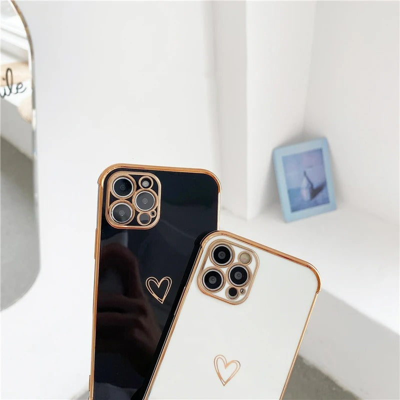 Coque de Telephone Cœur Doré Avec Cordon iPhone