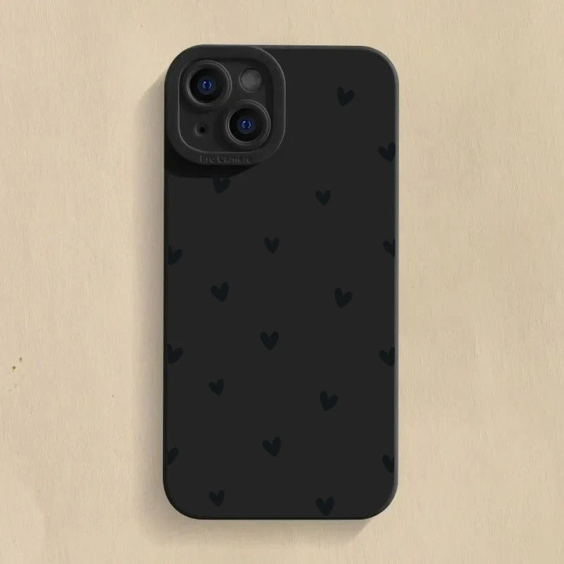 Coque de Téléphone Petits Cœurs Noirs iPhone