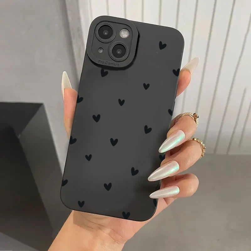 Coque de Téléphone Petits Cœurs Noirs iPhone