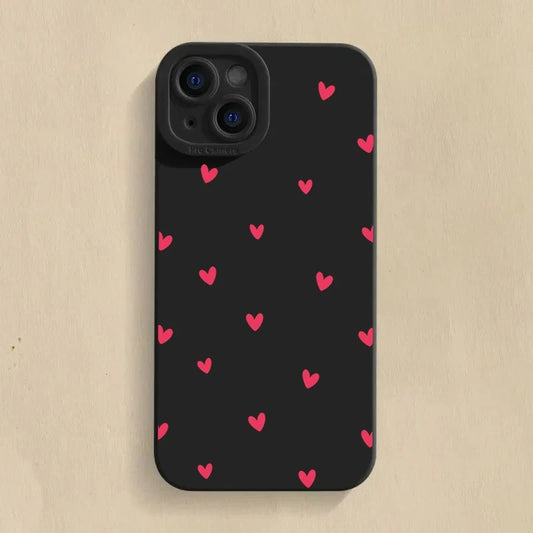 Coque de Téléphone Petits Cœurs Roses iPhone sur fond baige