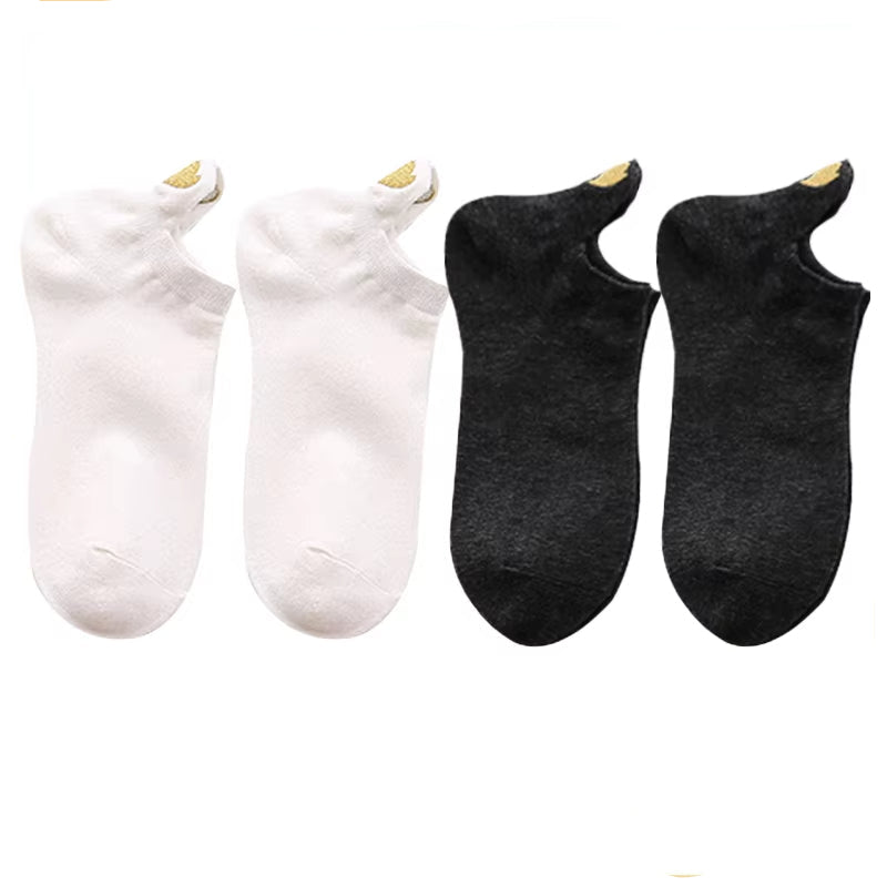Lot de 4 Paires de Chaussettes Coeur sur fond blanc