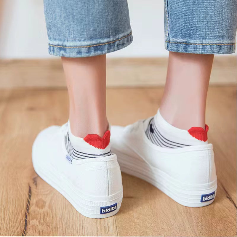 Lot de 5 Paires de Chaussettes en Coton Motif Coeur