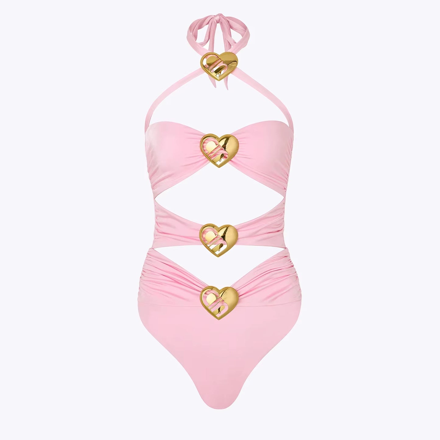 Maillot de Bain 1 pièce avec Jupe Attache Coeur