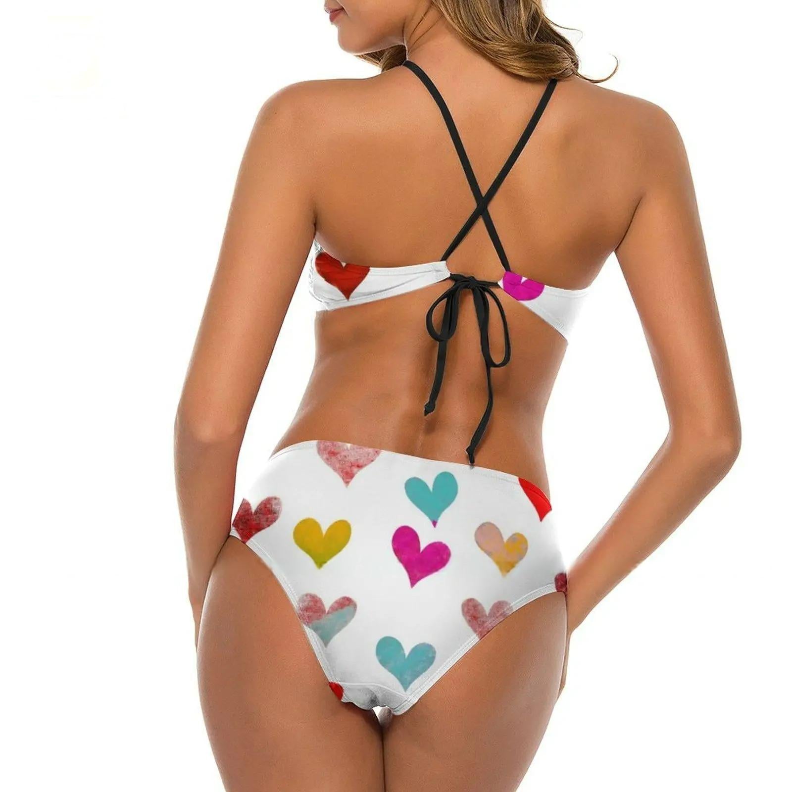 Maillot de Bain Femme Cœurs Colorés