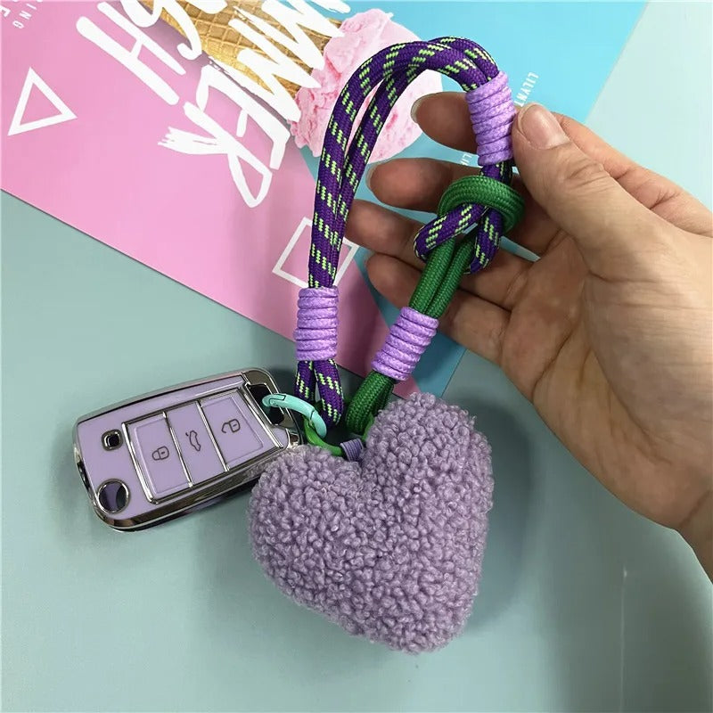 Porte Clé Original Cœur Peluche