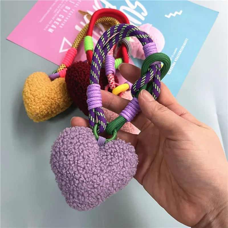 Porte Clé Original Cœur Peluche