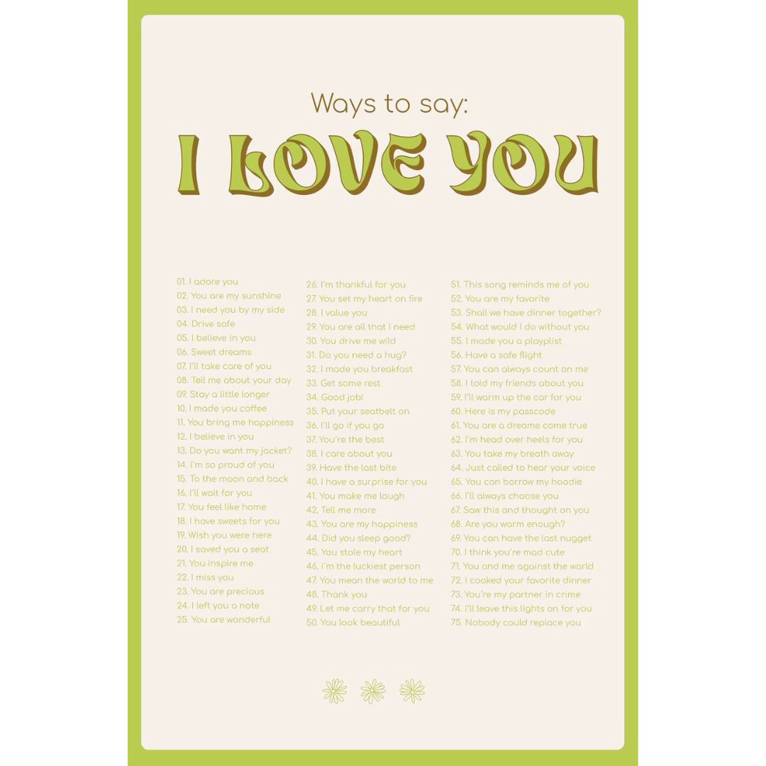 Poster Mural "I Love You" sur fond blanc