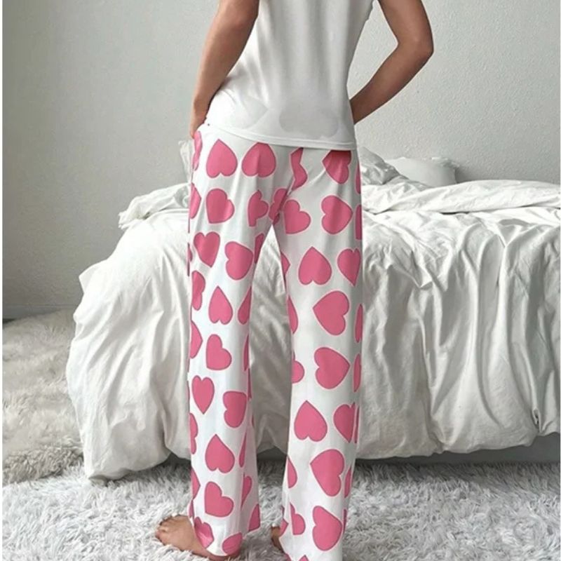 Pyjama avec Pantalon Imprimé Coeur