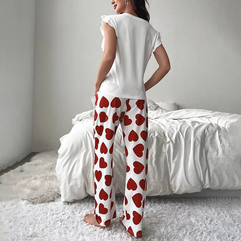 Pyjama avec Pantalon Imprimé Coeur