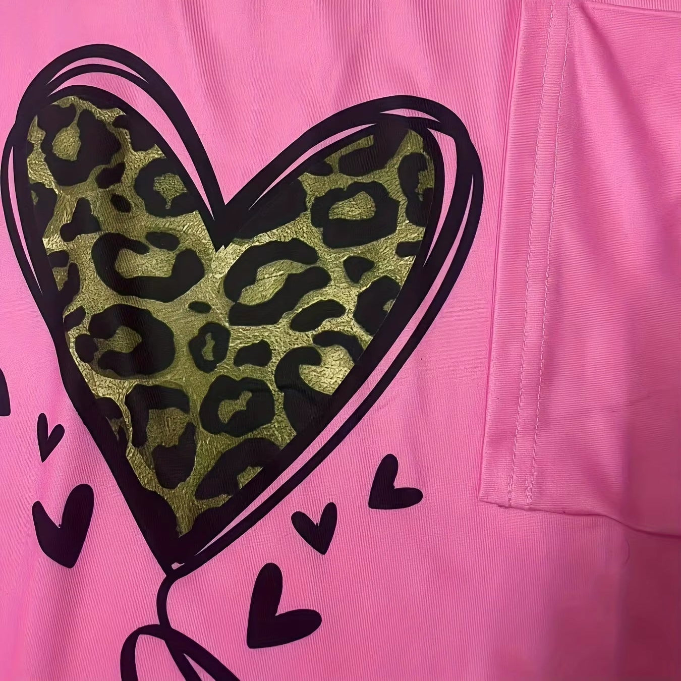 T-shirt Décontracté Motif Coeur Léopard