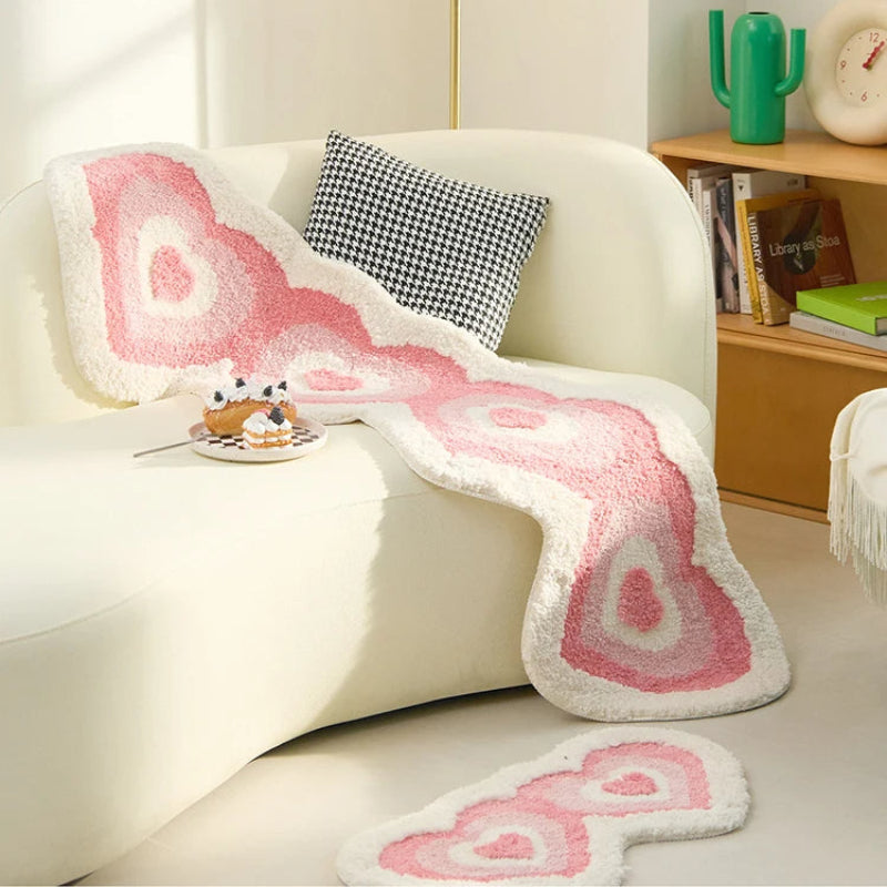 Tapis Rose Coeurs Moelleux