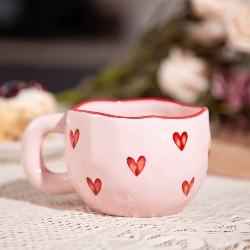 Tasse à Café en Céramique Rose à Coeur