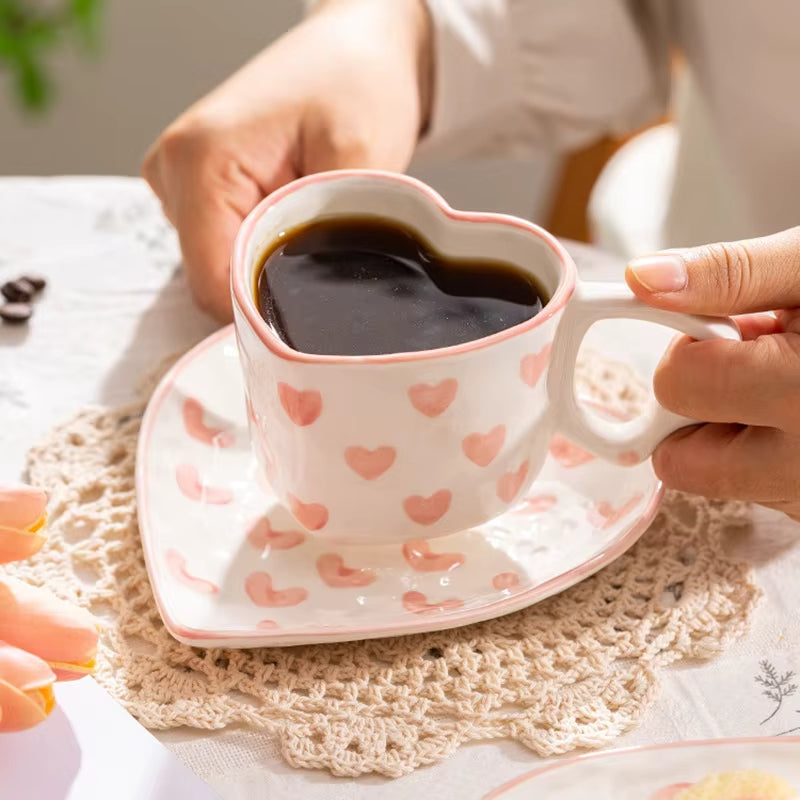 Tasse à Café Moderne Rose Coeur